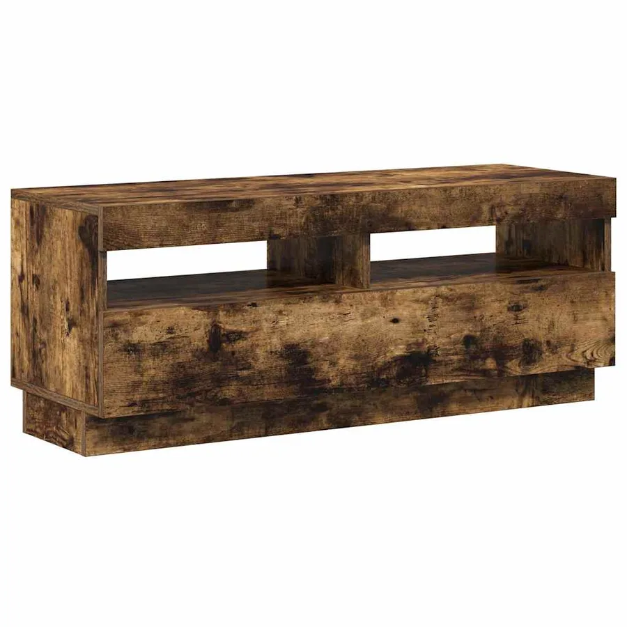 Meuble TV avec lumières LED chêne fumé 100x35x40 cm - 15