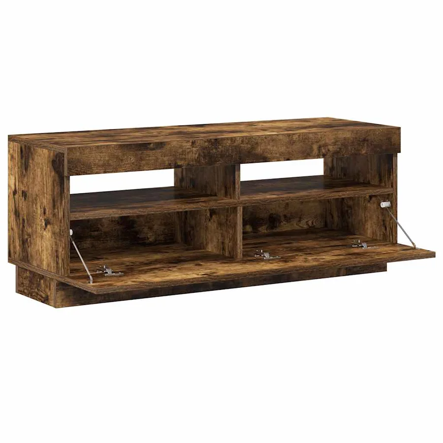 Meuble TV avec lumières LED chêne fumé 100x35x40 cm - 7