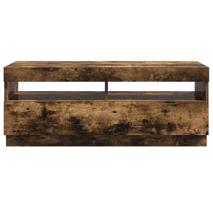 Meuble TV avec lumières LED chêne fumé 100x35x40 cm - 9
