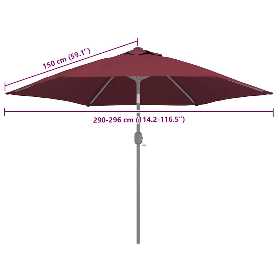 Tissu de remplacement pour parasol d'extérieur Bordeaux 300 cm - 7
