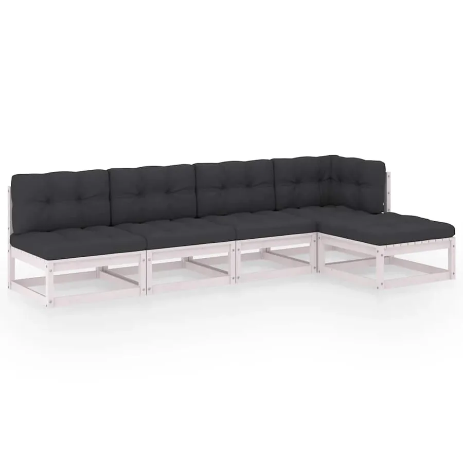 Salon de jardin 5 pcs avec coussins Bois de pin massif - 2