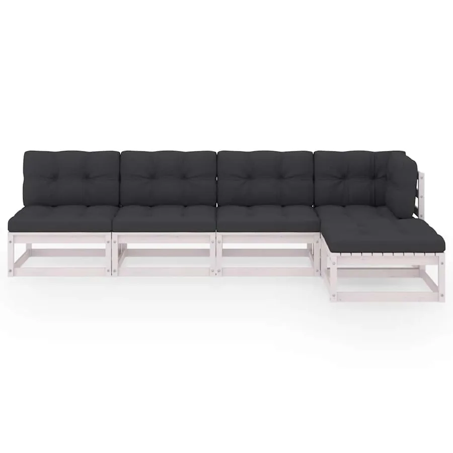 Salon de jardin 5 pcs avec coussins Bois de pin massif - 3