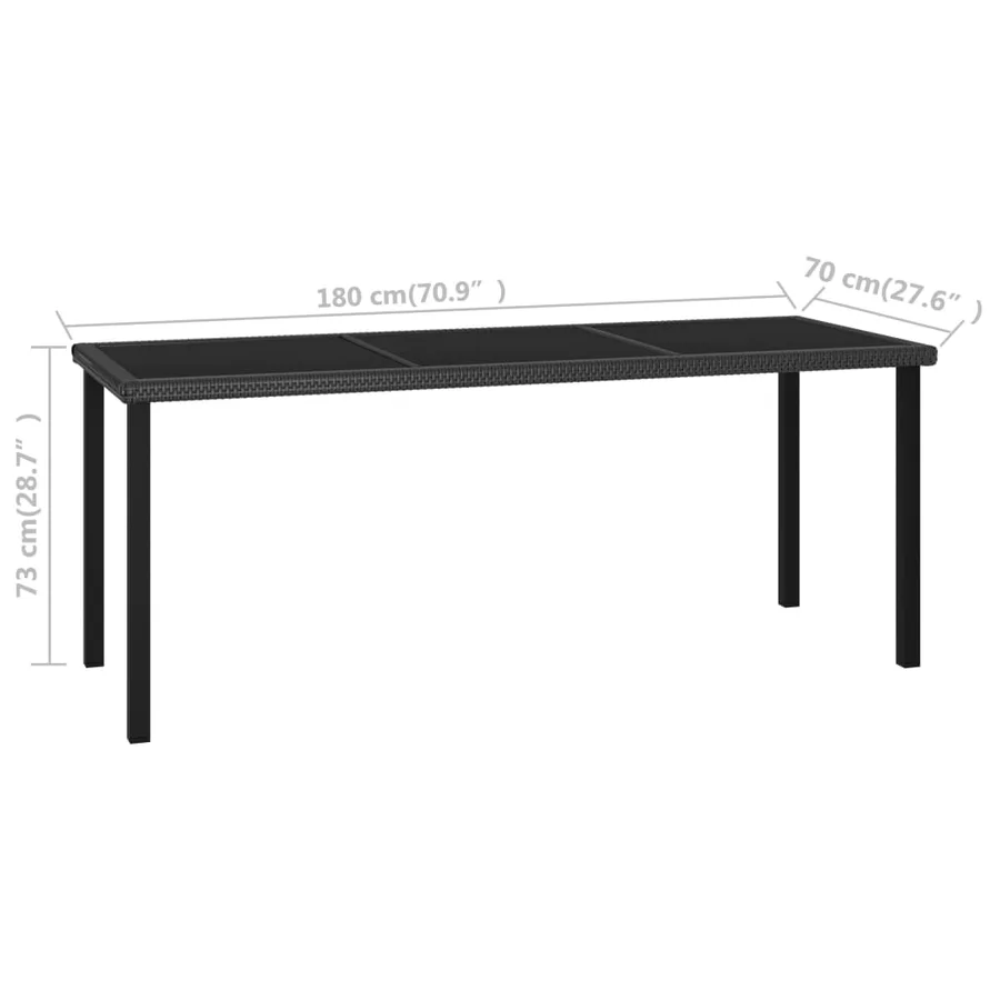 Ensemble à manger de jardin 7 pcs Résine tressée Noir - 11
