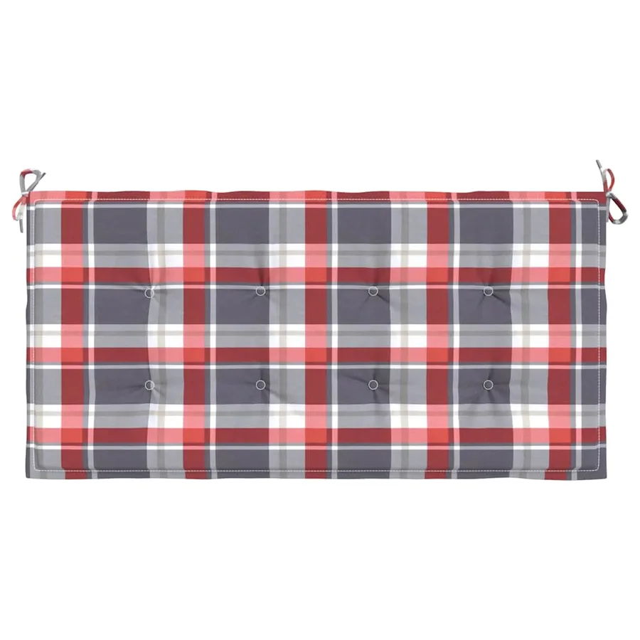 Coussin de banc de jardin motif à carreaux rouges 120x50x3 cm - 4