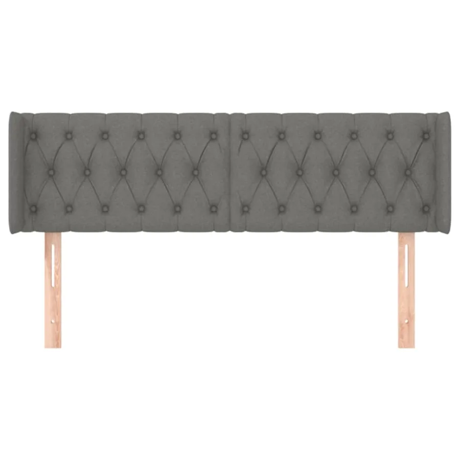 Tête de lit avec oreilles Gris foncé 147x16x78/88 cm Tissu - 3
