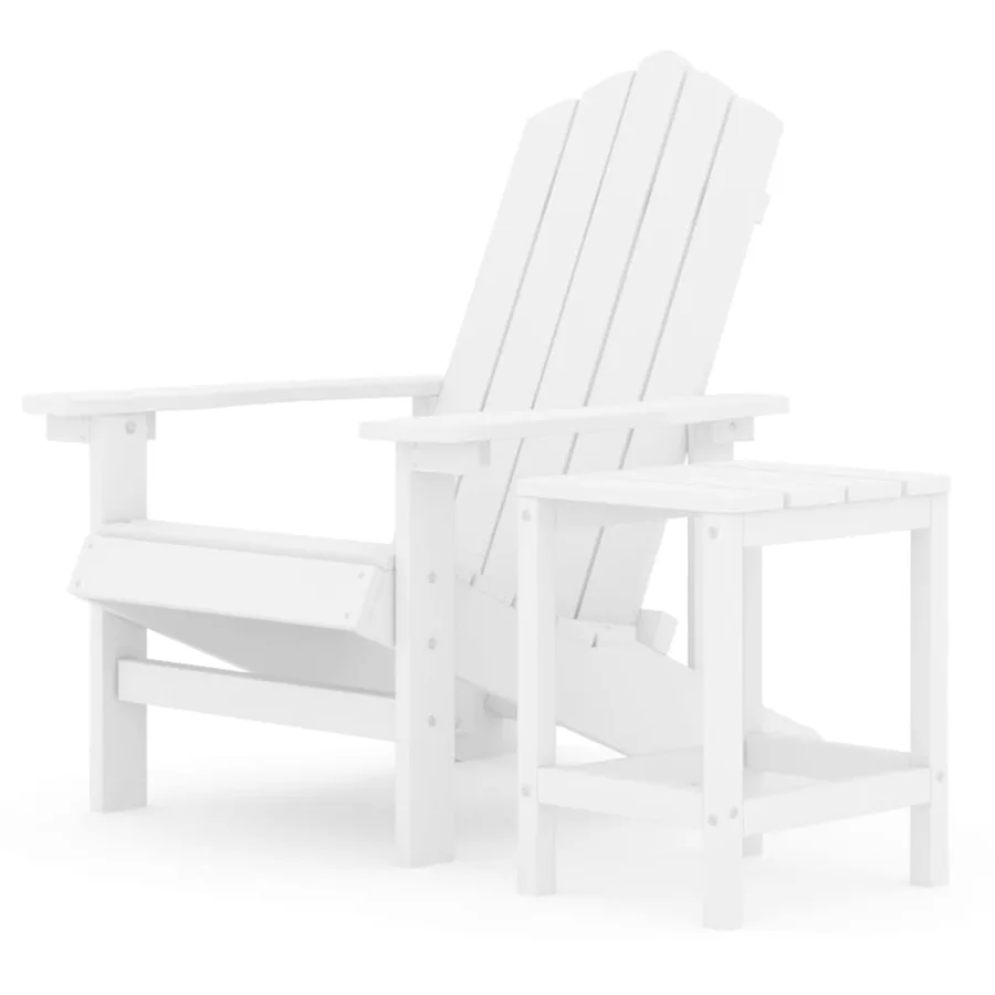 Chaise de jardin Adirondack avec table PEHD Blanc - 2