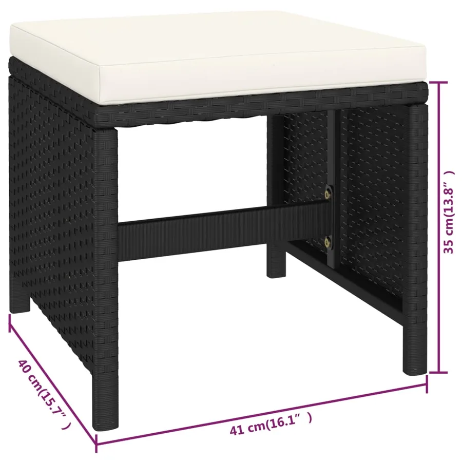 Salon de jardin 6 pcs avec coussins Résine tressée Noir - 10