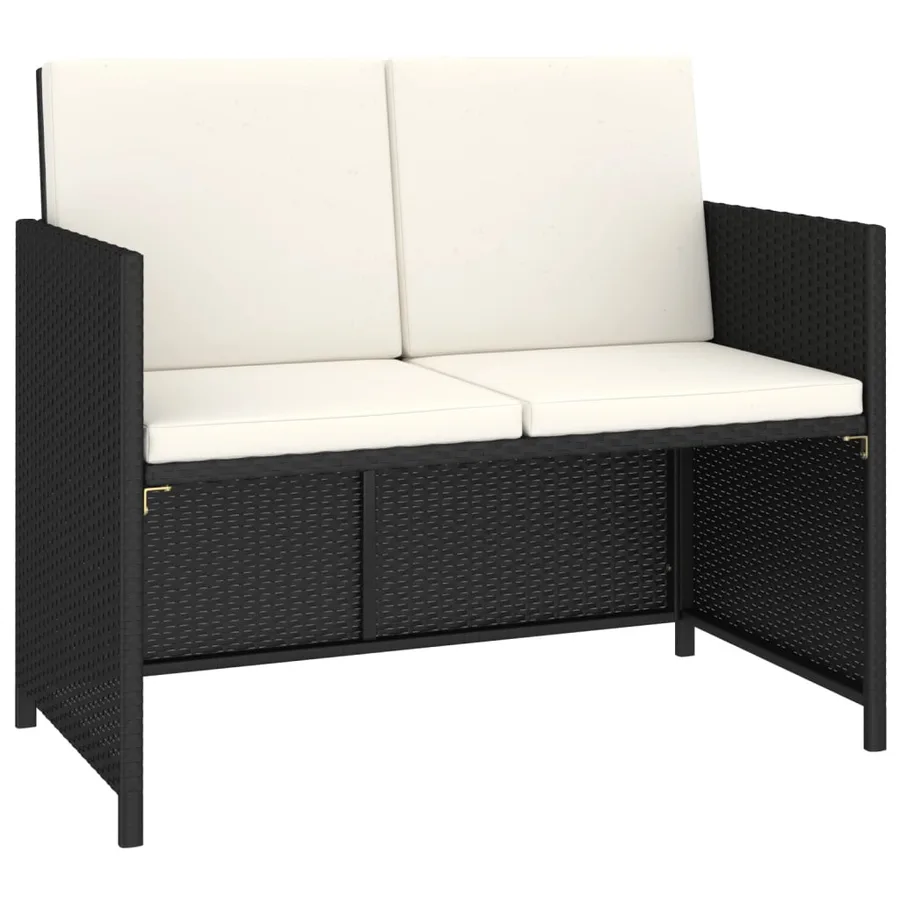 Salon de jardin 6 pcs avec coussins Résine tressée Noir - 3