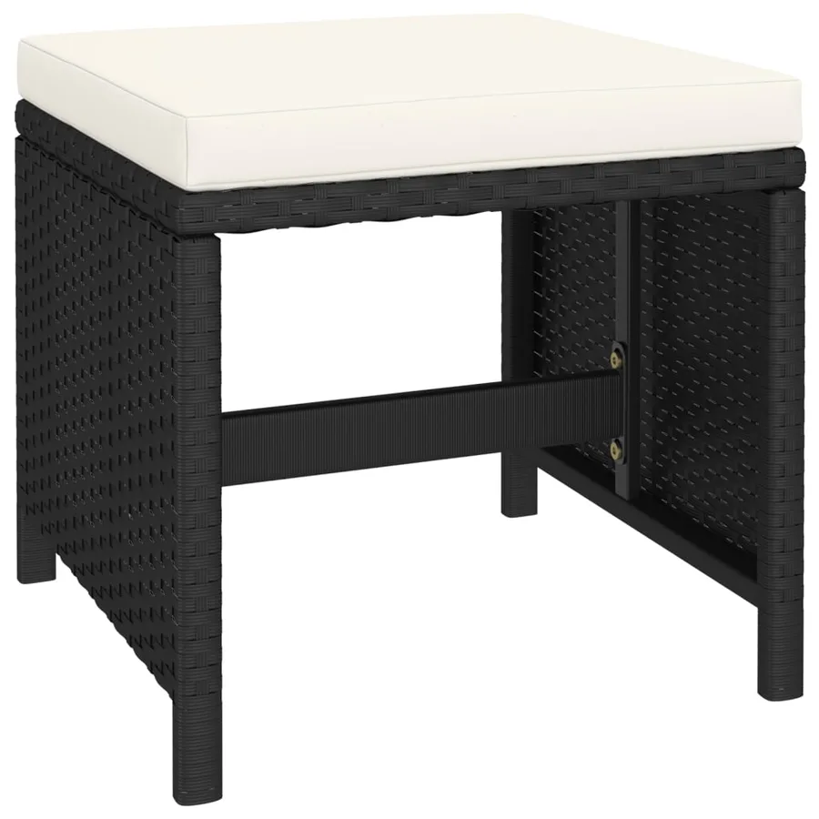 Salon de jardin 6 pcs avec coussins Résine tressée Noir - 7