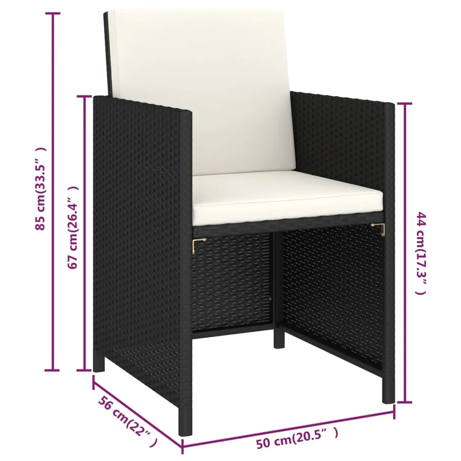 Salon de jardin 6 pcs avec coussins Résine tressée Noir - 9