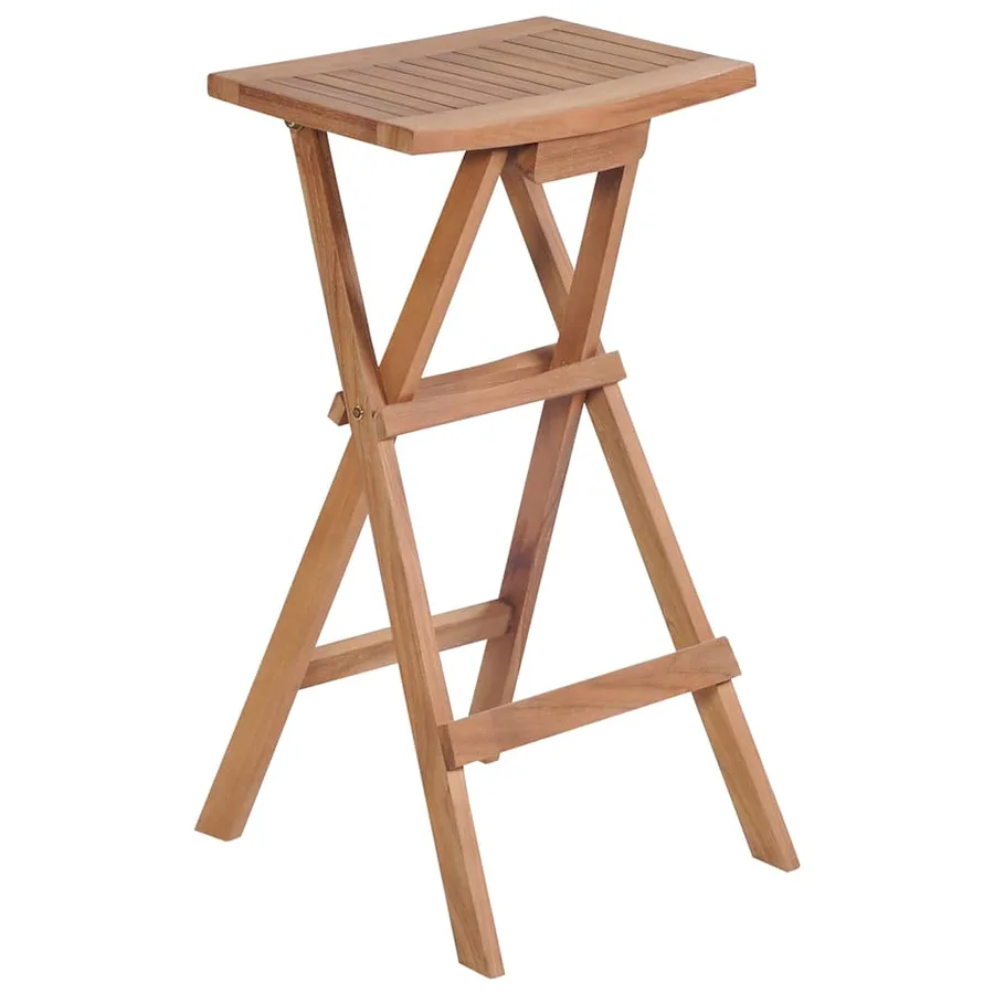 Tabourets de bar pliables lot de 2 Bois de teck massif - 2