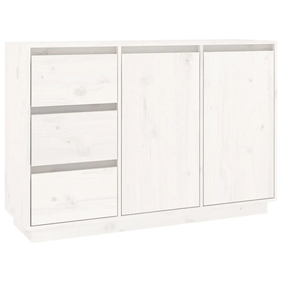 Buffet Blanc 111x34x75 cm Bois massif de pin - 2