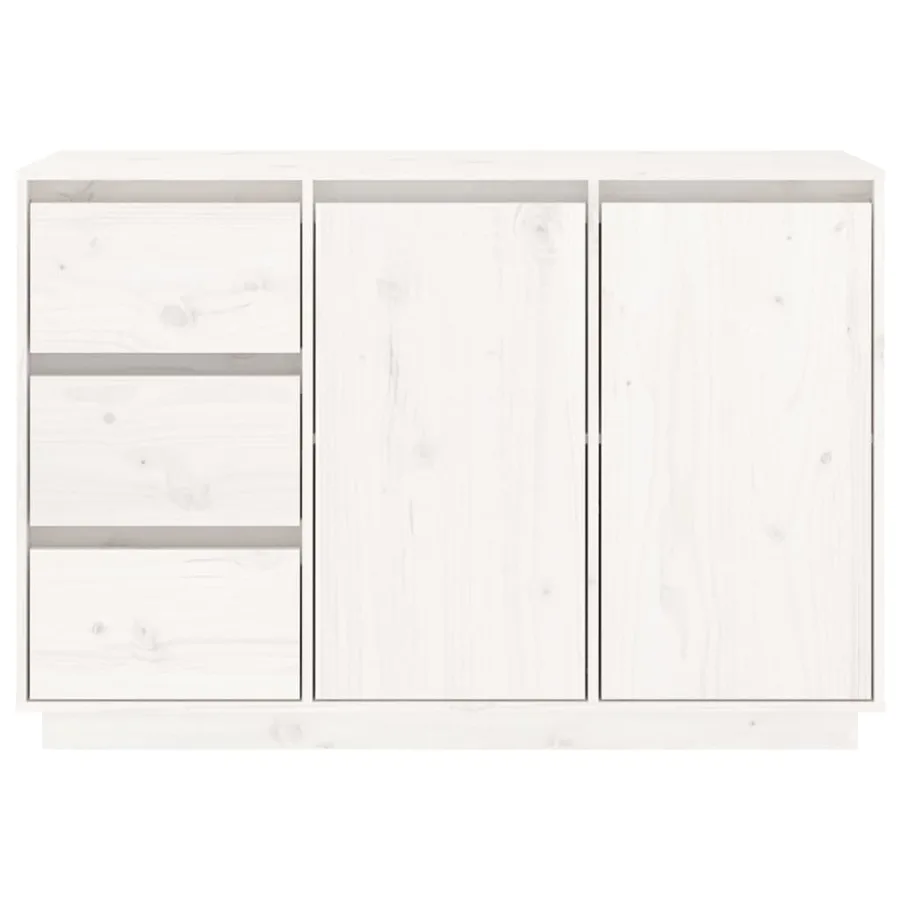 Buffet Blanc 111x34x75 cm Bois massif de pin - 6