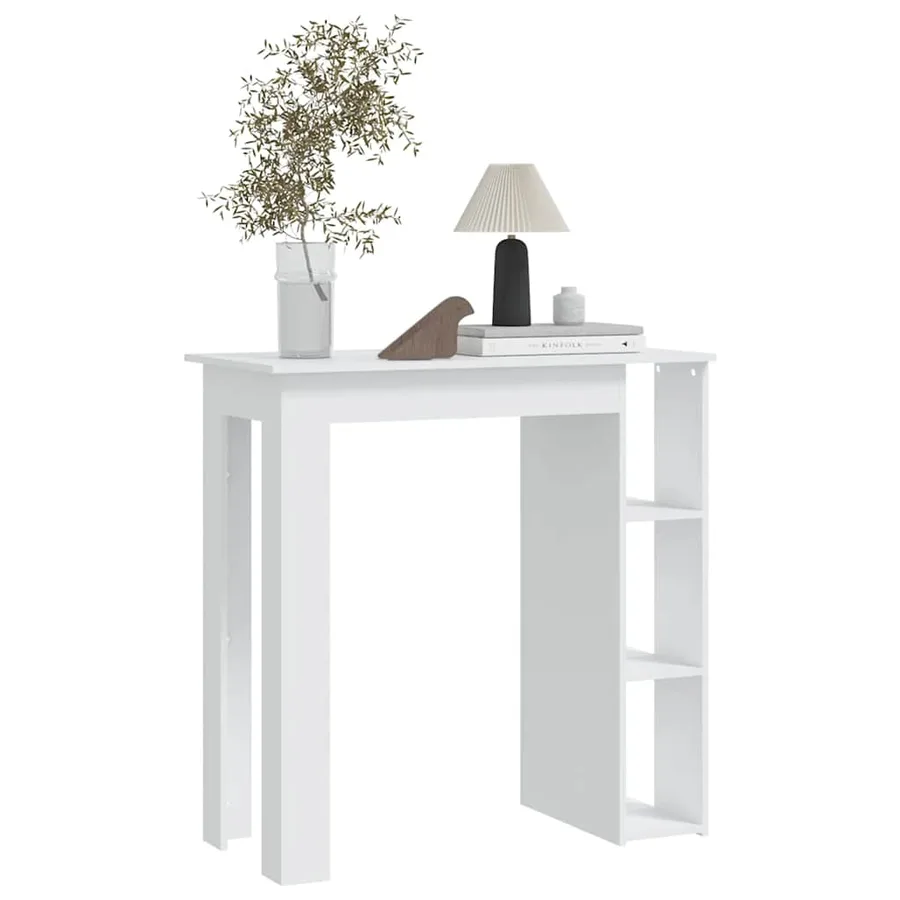 Table de bar et étagère Blanc 102x50x103,5 cm Bois d'ingénierie - 5