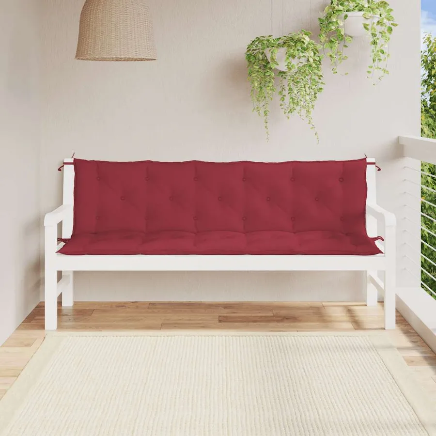 Coussin de banc de jardin rouge bordeaux tissu oxford - 3