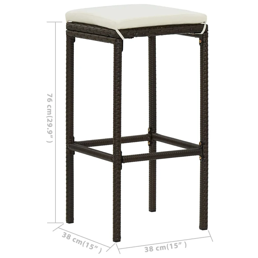 Ensemble de bar de jardin avec coussins 5 pcs Marron - 12