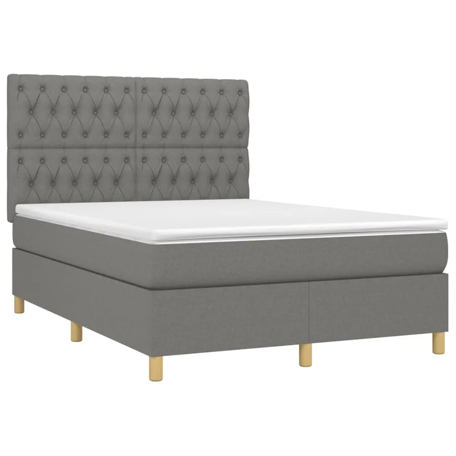 Sommier à lattes de lit et matelas et LED Gris foncé 140x190 cm - 3