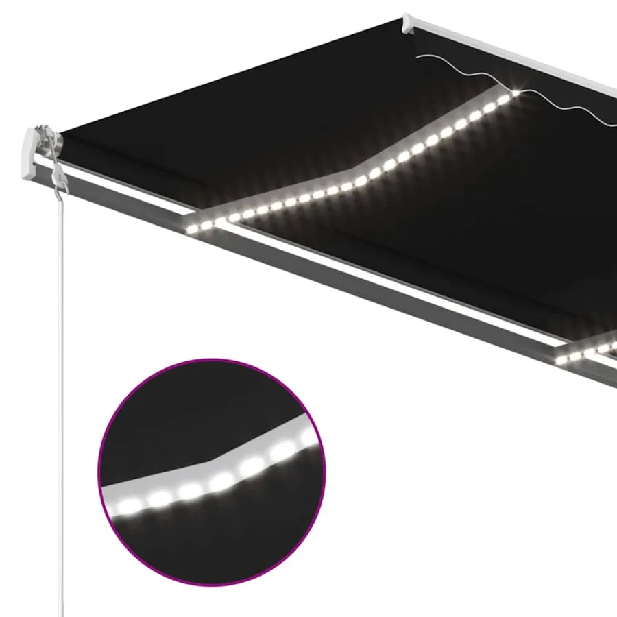 Auvent automatique et capteur de vent LED 450x350 cm Anthracite - 4