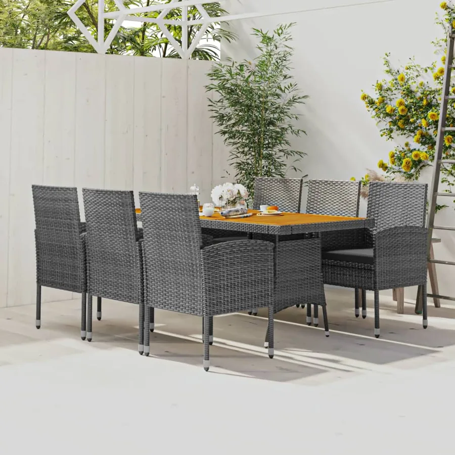 Ensemble à manger d'extérieur 7 pcs Résine tressée Gris