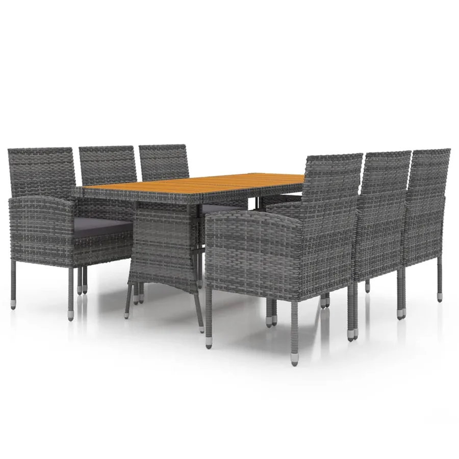 Ensemble à manger d'extérieur 7 pcs Résine tressée Gris - 2