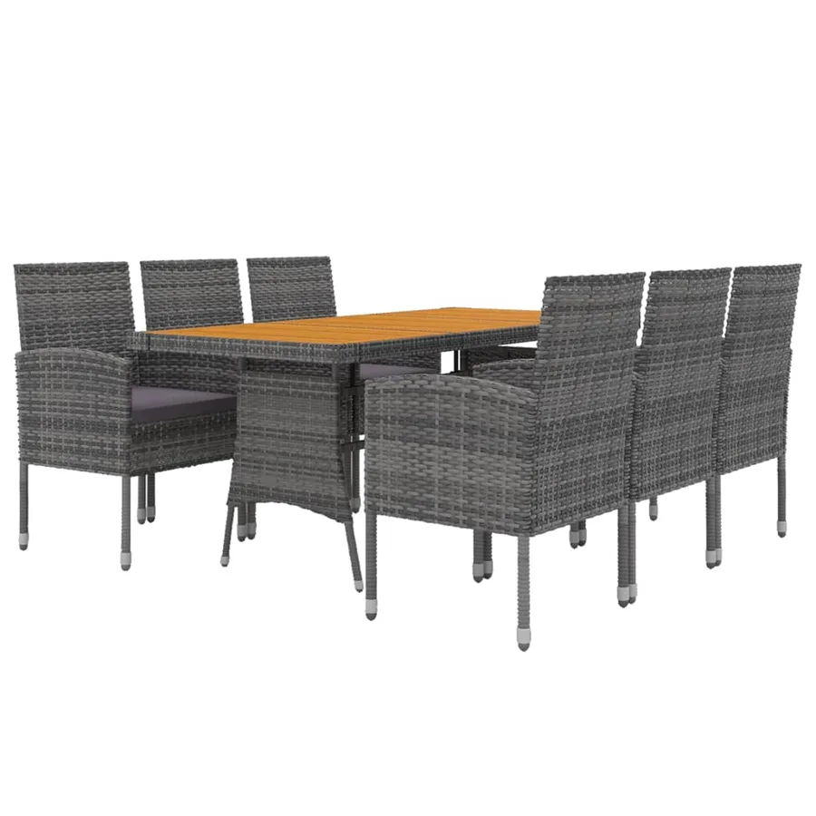 Ensemble à manger d'extérieur 7 pcs Résine tressée Gris - 3