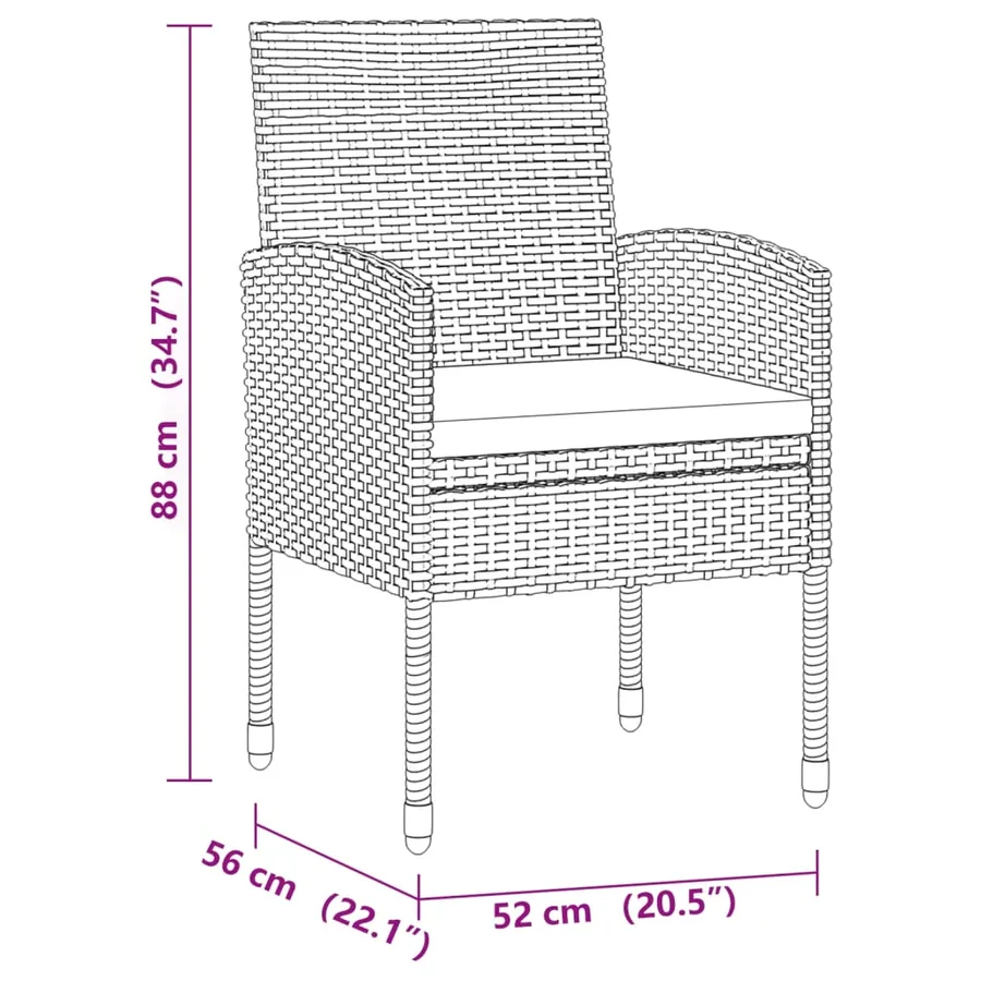 Ensemble à manger d'extérieur 7 pcs Résine tressée Gris - 8
