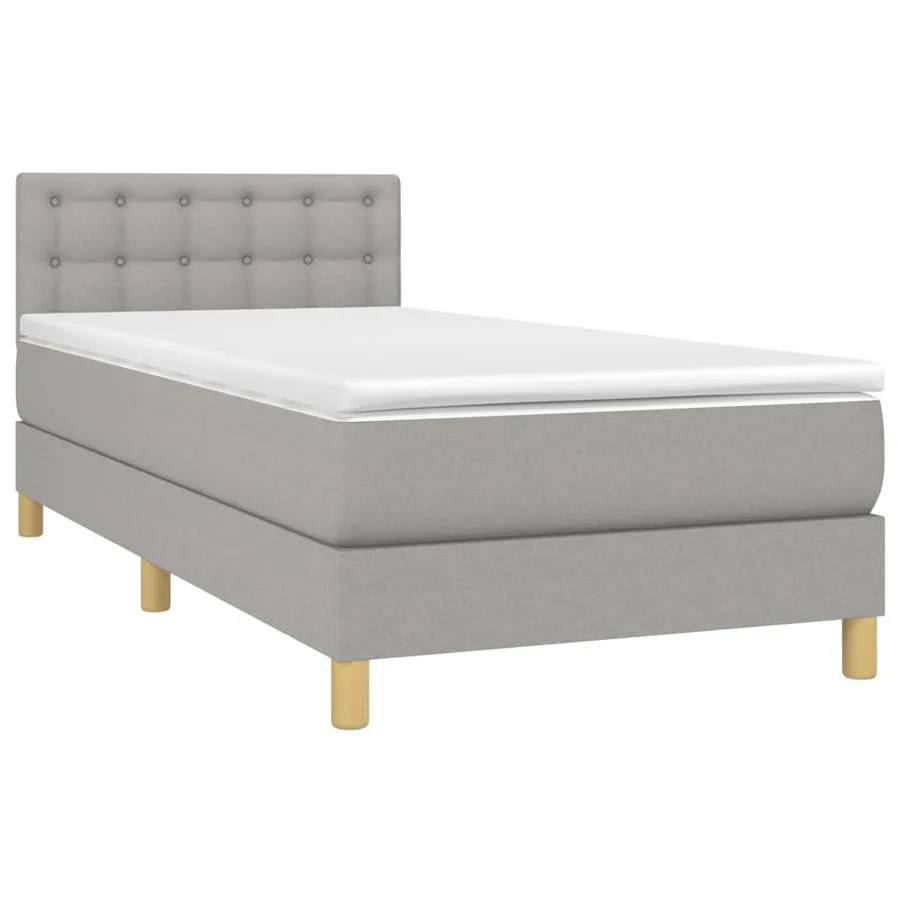 Sommier à lattes de lit avec matelas et LED Gris clair 90x190cm - 3