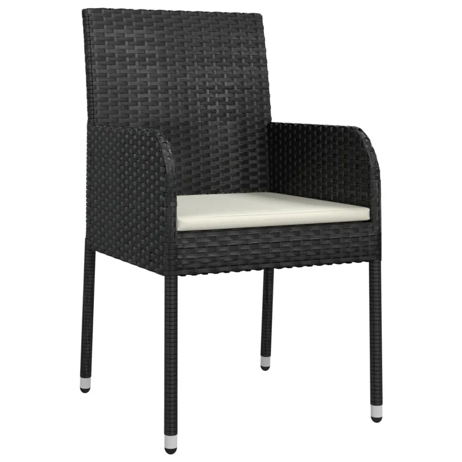 Ensemble à manger de jardin coussins 7pcs Noir Résine tressée - 5
