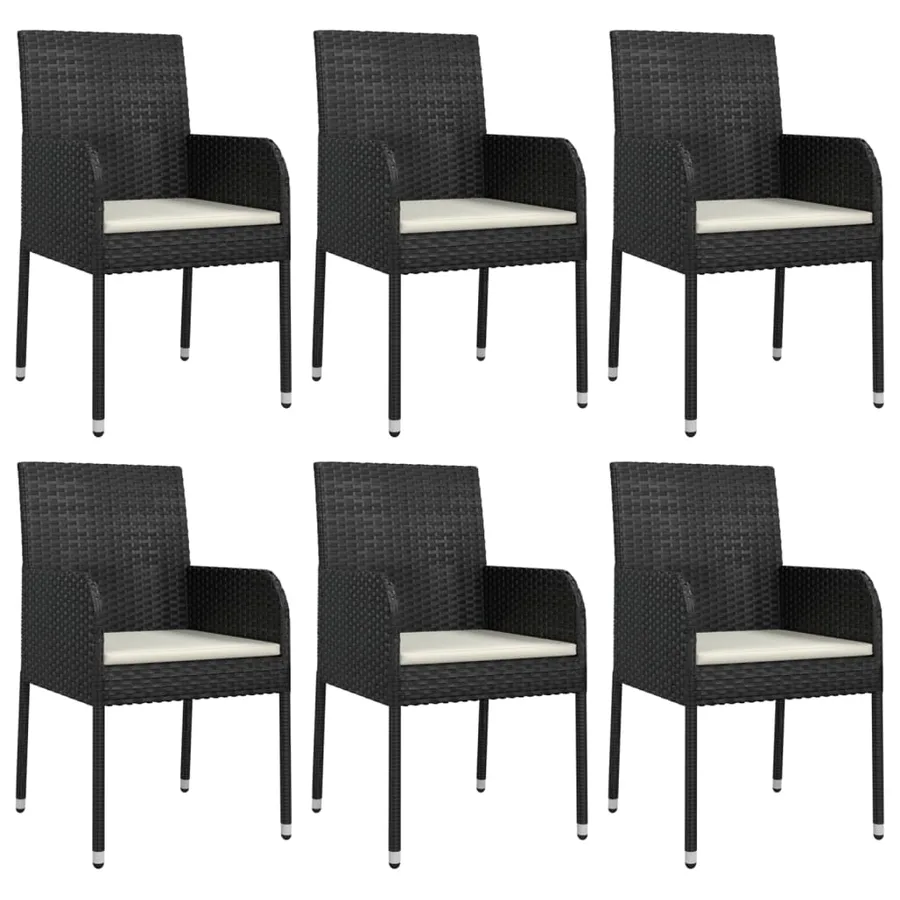 Ensemble à manger de jardin coussins 7pcs Noir Résine tressée - 4