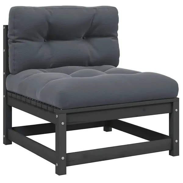 Canapé central de jardin avec coussins anthracite Gris