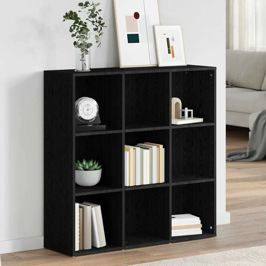 Bibliothèque noir 98x29x97,5 cm bois d'ingénierie
