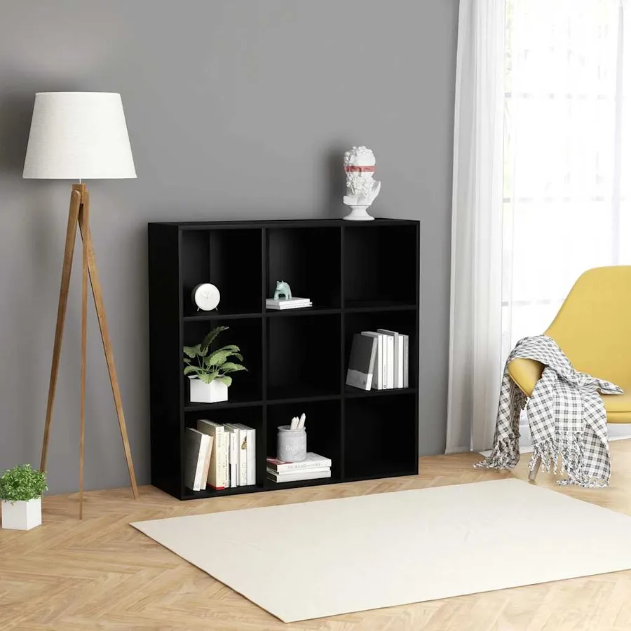 Bibliothèque noir 98x29x97,5 cm bois d'ingénierie - 3