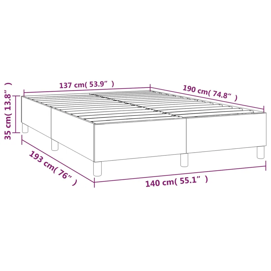 Cadre de lit à lattes rose 140x190 cm velours - 9