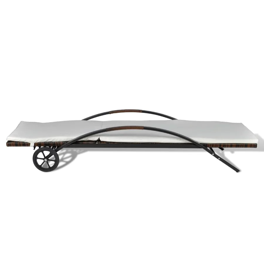Chaise longue avec coussin et roues Résine tressée Noir - 28