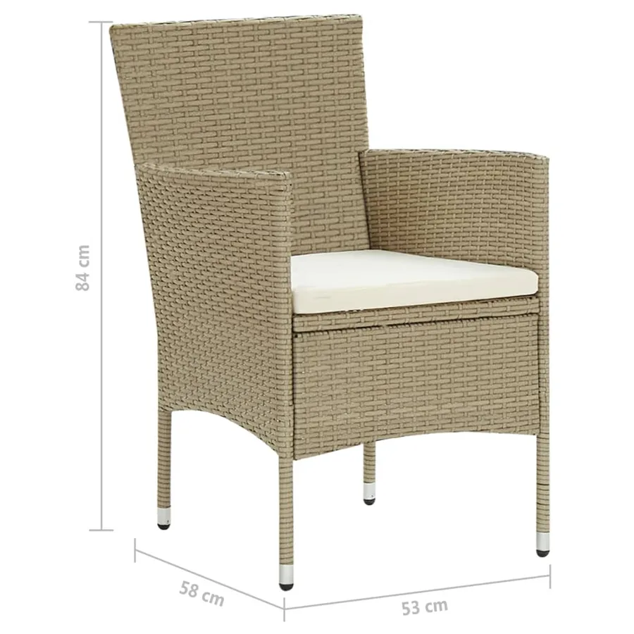 Ensemble à manger de jardin 7 pcs Résine tressée Beige - 16