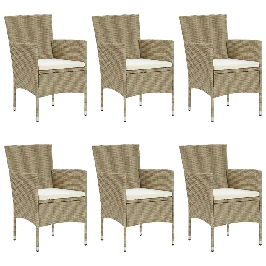 Ensemble à manger de jardin 7 pcs Résine tressée Beige - 3