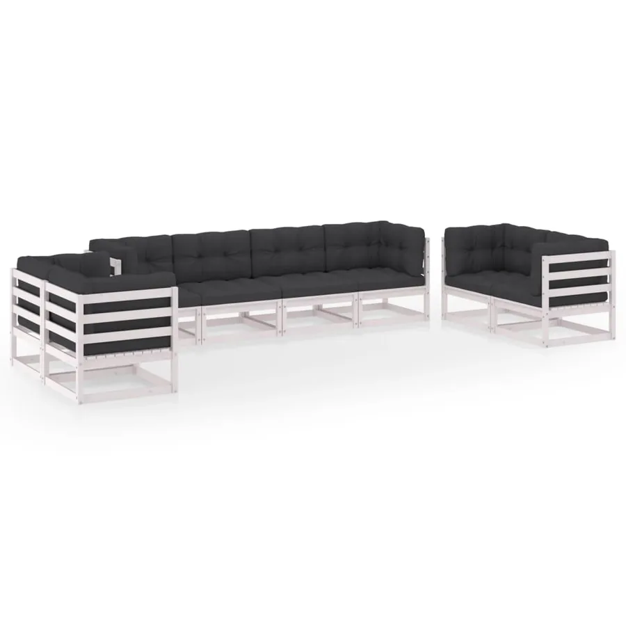 Salon de jardin 8 pcs avec coussins Bois de pin massif - 2
