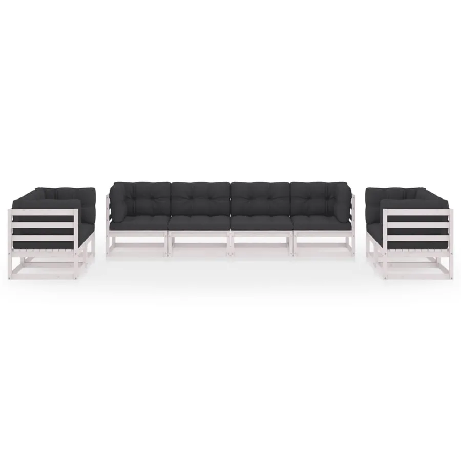 Salon de jardin 8 pcs avec coussins Bois de pin massif - 3