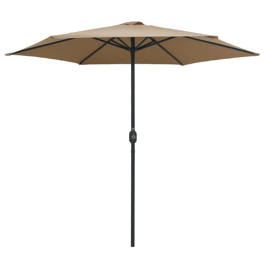 Parasol de jardin et mât en aluminium 270x246 cm Taupe - 2
