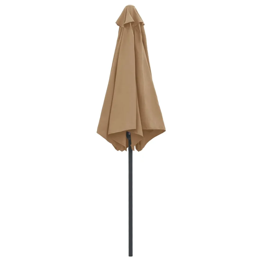 Parasol de jardin et mât en aluminium 270x246 cm Taupe - 4