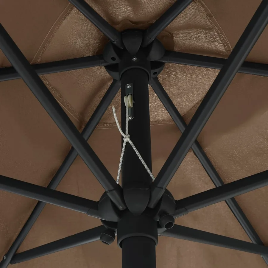 Parasol de jardin et mât en aluminium 270x246 cm Taupe - 5