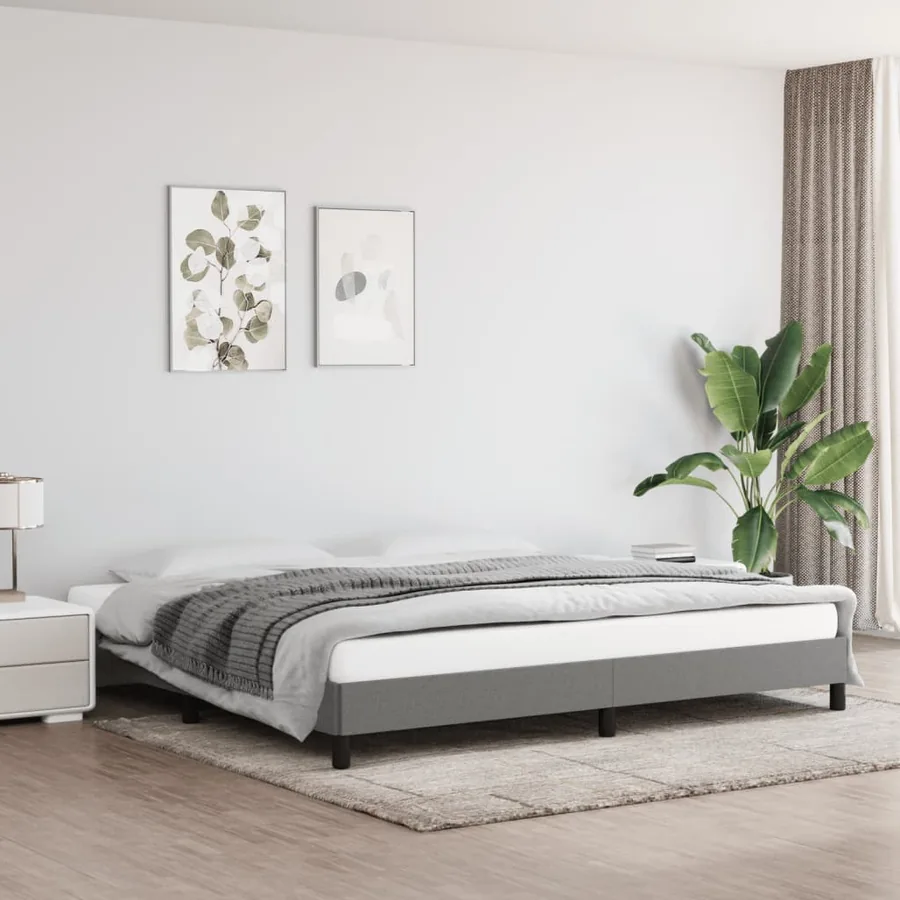 Cadre de lit sans matelas gris foncé 200x200 cm tissu