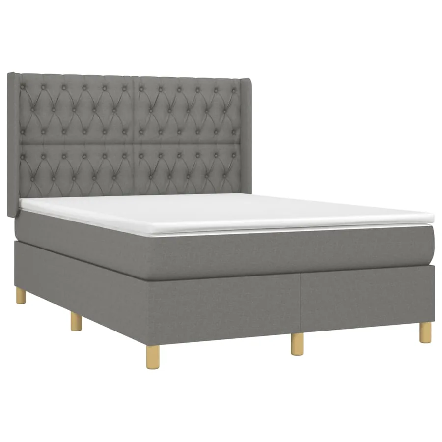 Sommier à lattes de lit avec matelas Gris foncé 140x200cm Tissu - 3
