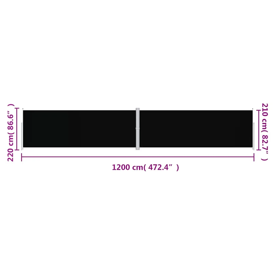 Auvent latéral rétractable Noir 220x1200 cm - 8