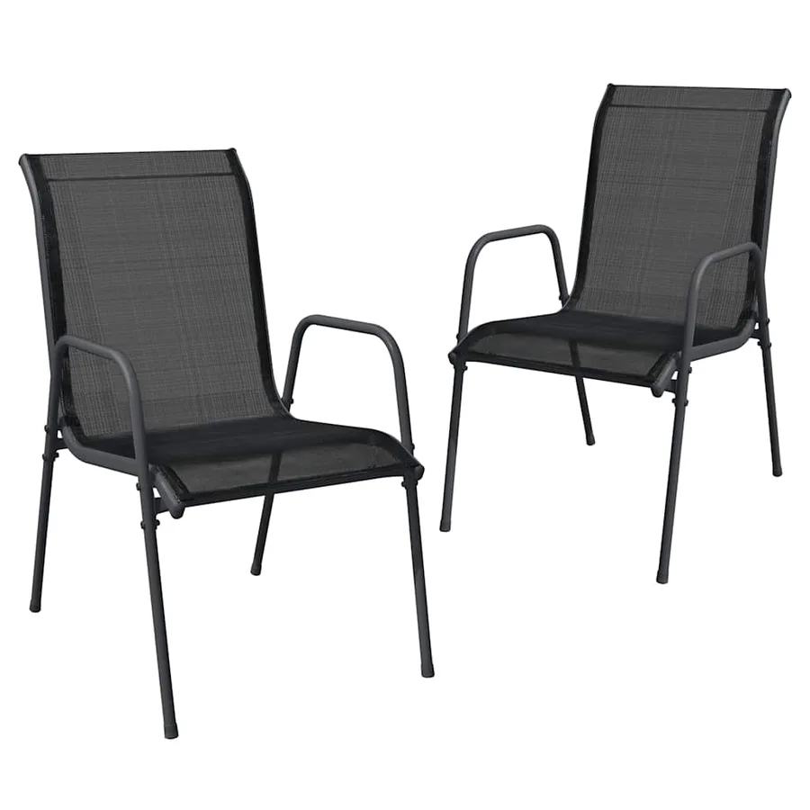 Chaises de jardin lot de 2 Acier et textilène Noir - 2