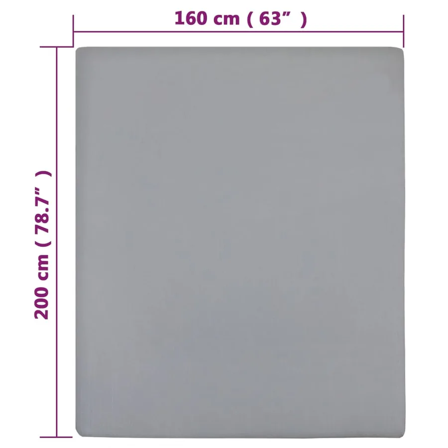 Draps-housses Jersey 2 pcs Gris 160x200 cm Coton - 5