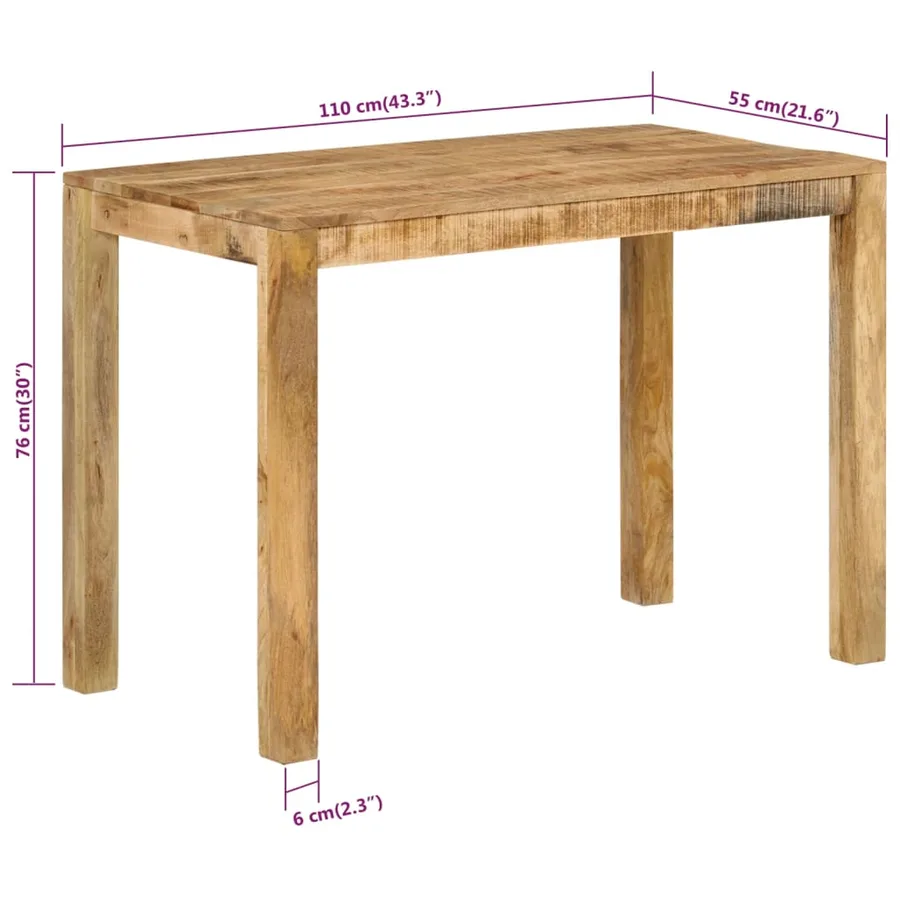 Table à dîner 110x55x76 cm Bois de manguier massif - 8