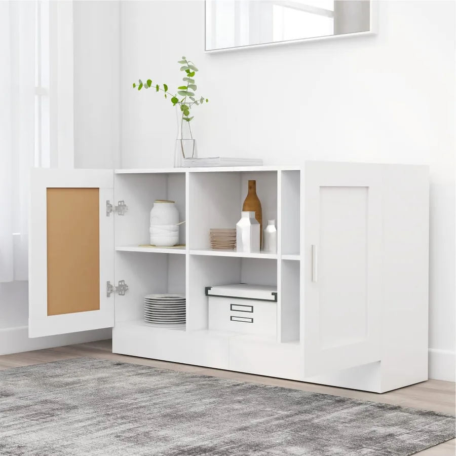 Buffet Blanc 120x30,5x70 cm Bois d'ingénierie - 3
