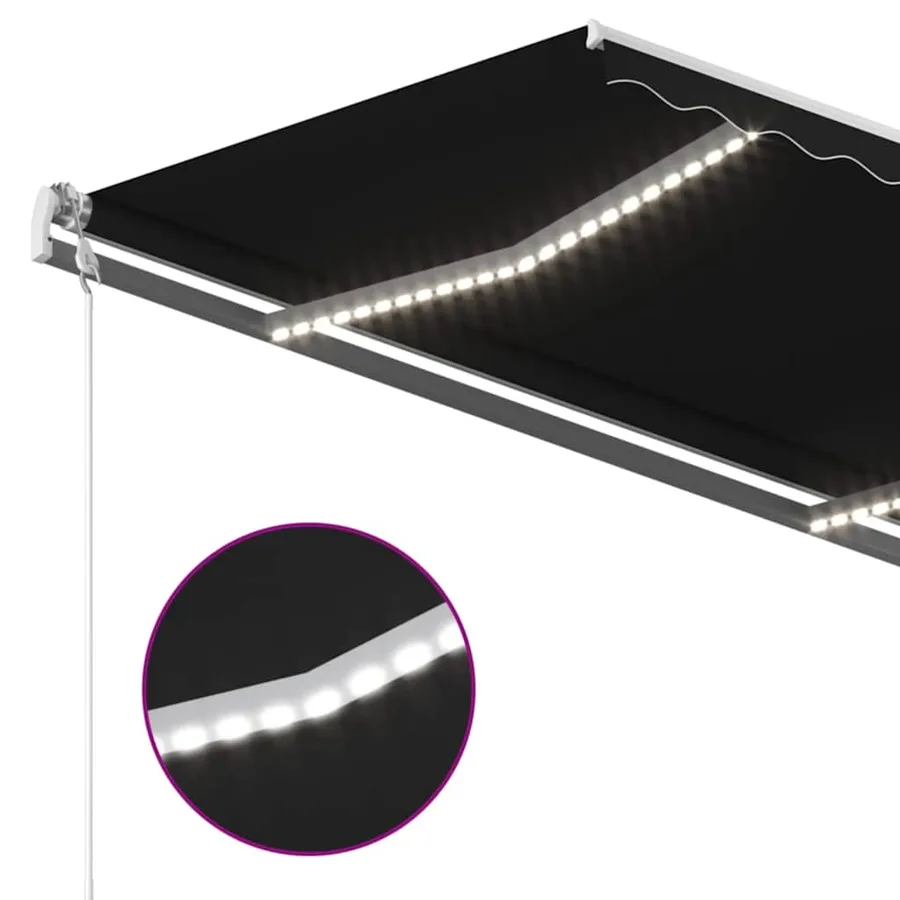 Auvent automatique et capteur de vent/LED 450x300 cm Anthracite - 4
