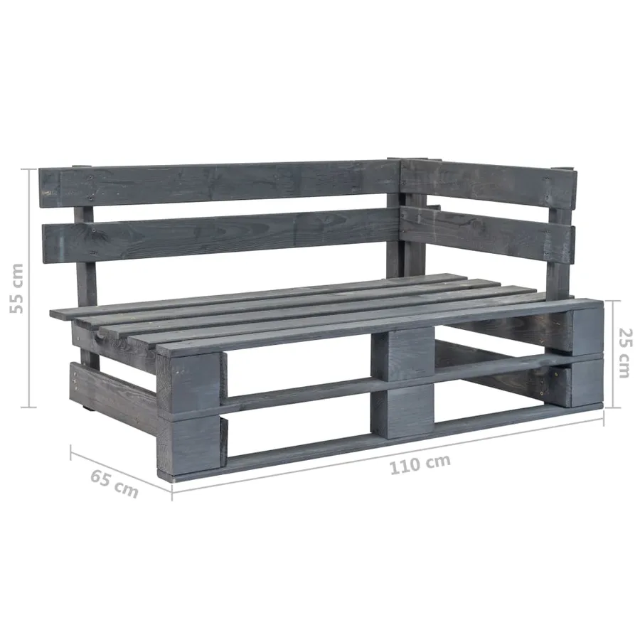 Canapé d'angle palette de jardin Gris Bois de pin imprégné - 7